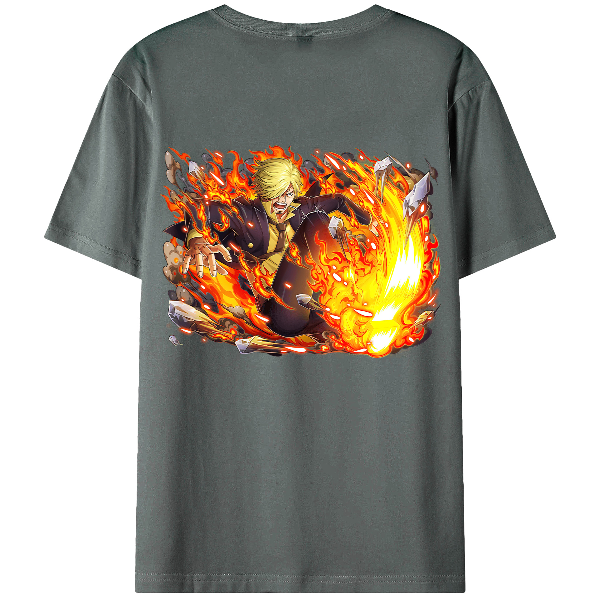 （画像用） ワンピース サンジ ONE PIECE Sanji 綿100％ メンズ半袖Tシャツ（バックプリント） 通気性